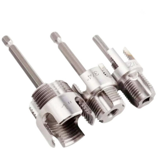 PVC Pipe Threader, 4 in 1 Water Pipe Threader for 1/2"&3/4"&1" PVC/Plastic Pipes, Pipe Thread Cutting Tool 1