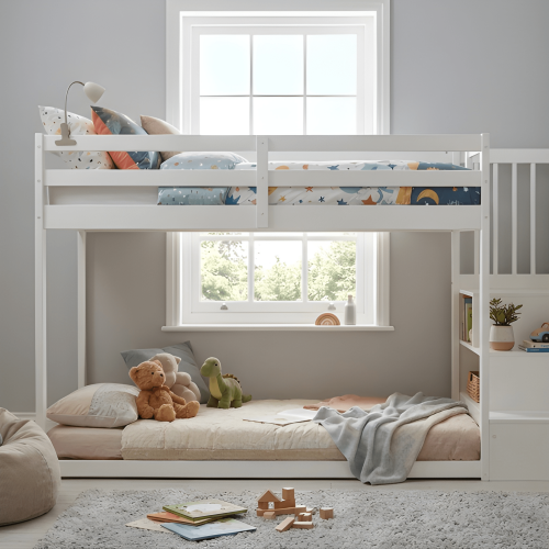 Noa and Nani Nia Bunk Bed with Storage Staircase in White