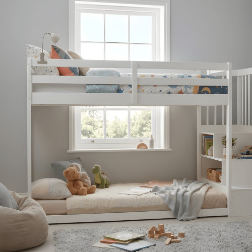 Noa and Nani Nia Bunk Bed with Storage Staircase in White 2