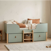 Arvid Shorty Cabin Bed Captains Low Midsleeper with Storage in Green