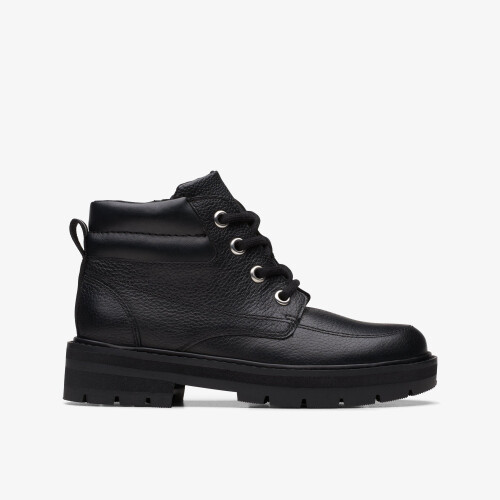 Clarks (Wide, 10.5 (Children's)) Prague Zip K. Black Leather