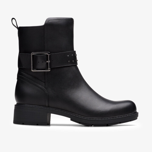 Clarks Hearth Buckle Black Leather