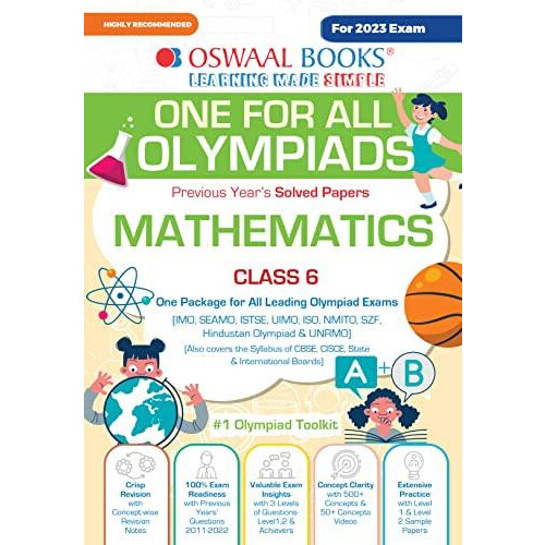 Oswaal One For All Olympiad Previous Years Solved Papers Class6 Mathem