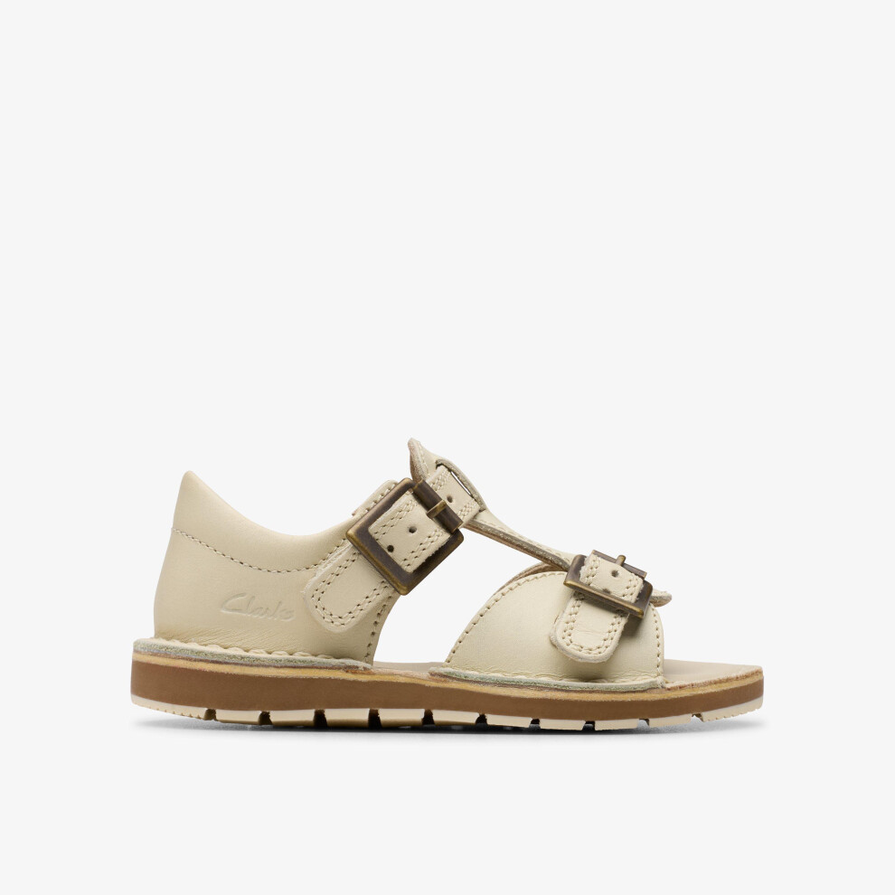 Clarks (Standard, 6 (Children's)) Playsunreef T. Off White Lea