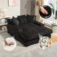 (Black, Corduroy) GOMYWAY Indoor Chaise Lounge Sofa