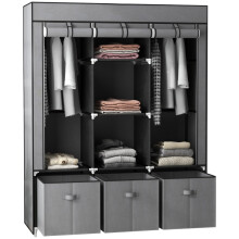 Foldable Fabric Wardrobe, Dark Grey, 125x43x162.5cm