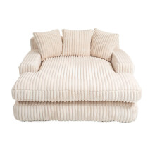 (Beige, Corduroy) Oversized Upholstered Chaise Sofa Bed