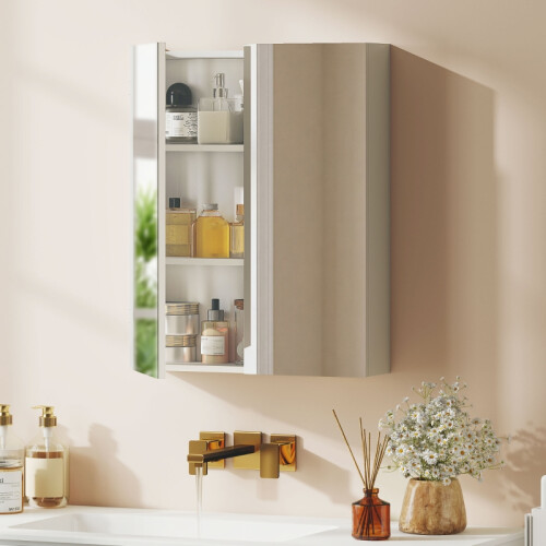 HOMCOM Wall-Mounted Bathroom Mirror Cabinet 1