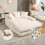 (Beige, Corduroy) Oversized Upholstered Chaise Sofa Bed 2