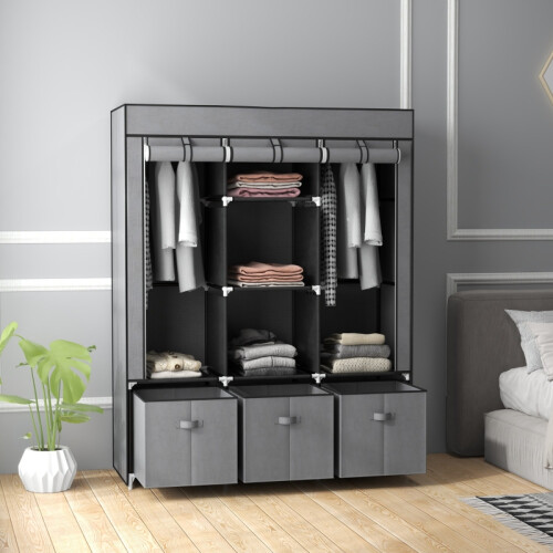 Foldable Fabric Wardrobe, Dark Grey, 125x43x162.5cm 1