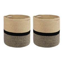2X Organisator Mand Planter Mand Katoenen Touw Geweven Bloempot Katoen Diversen Opbergdoos Home Decor Katoenen Touw Mand