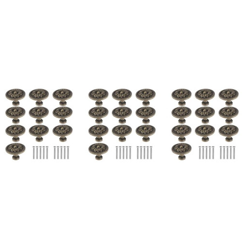 30PCS,Vintage Antique Vintage Handle with Patterned Round Knobs, Used for Furniture, Kitchen Doors and Cupboards