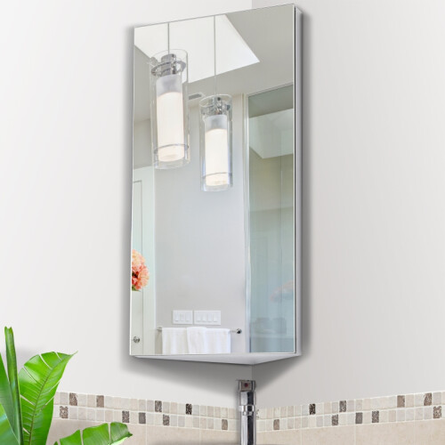Stainless Steel Corner Mirror Cabinet 300mm 1