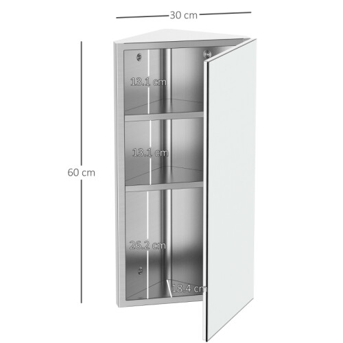 Stainless Steel Corner Mirror Cabinet 300mm 2