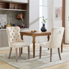 (Beige, Velvet) Modern Velvet Dining Chairs Set of 2 Beige