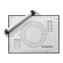 Silicone Baking Mat, Non-Slip Pastry Mat with Rolling Out Dough, Making Pie Fondant, with Measuring Function Black