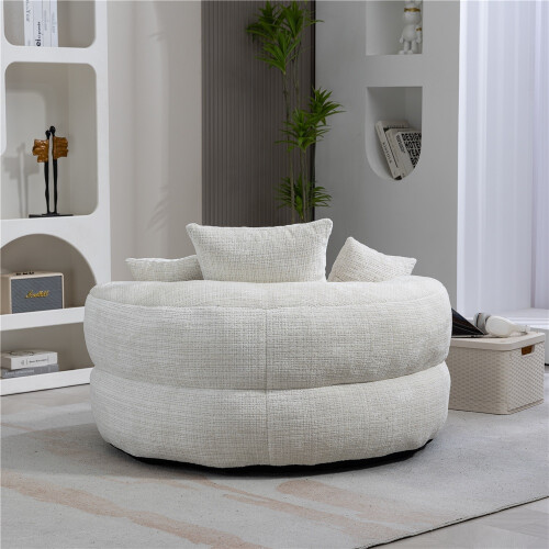 (Beige, Chenille) COOLMORE Lazy Sofa Chair - Beige Chenille 2