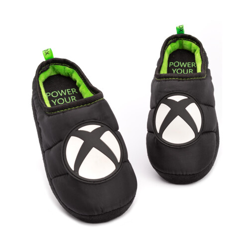 (5 UK Child) Xbox Mule Slippers (Boys Black)
