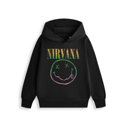 (11-12 Years) Nirvana Hoodie (Unisex Kids Black)