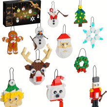 Weihnachtsschmuck-Bausteinset, Weihnachtsmann, Schneemann, Lebkuchen, Rentier, Nussknacker, Schneeflocke 11 in 1.