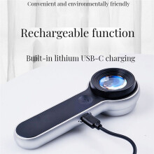Tragbares 60-Faches HD-USB-Laden mit LED-Licht, WeißEr und Violetter Lupe zum Lesen Von Schmuck
