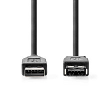 USB kabel | USB 3.2 Gen 1 | USB-A samec | USB-A samice | 5 Gbps | Niklovaný | 3,00 m | Kulatý | PVC | Černá | Označení
