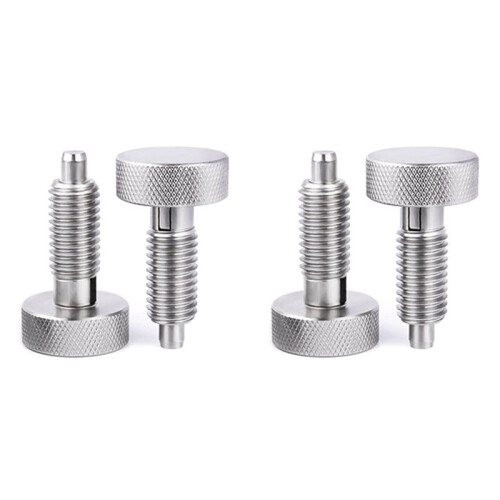 4Pcs M10 Stainless Steel Hand Retractable Spring Plungers with Knurled Handle - Quick Release Locking Pin