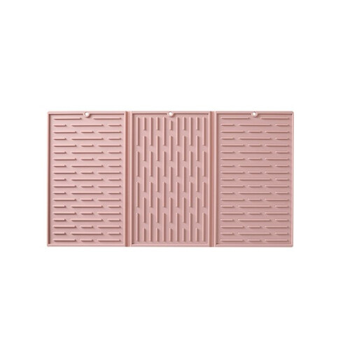 Foldable Tri-Fold Tableware Drying Mat Silicone Draining Mat for Kitchen Counters