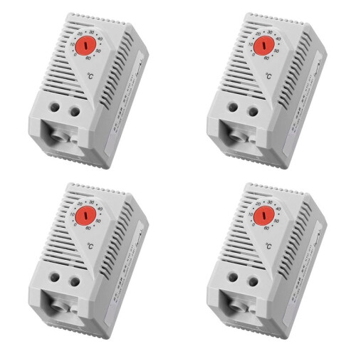 4X Mechanical Thermostat, KTO011 0-60Celsius Adjustable Compact Normally Close(N.C) Temperature Controller ,Red