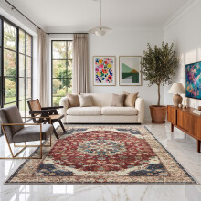 (160 x 230 cm (5 ft 2 in x 7 ft 2 in)- Large Rugs/Carpets, Red Floral) Extra Large Traditional Rugs Modern Carpet Doormat