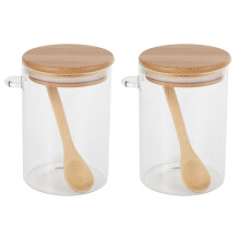 2X Lebensmittel Vorrats Glas Durch Sichtiger, Versiegelter Kanister BehäLter mit Deckel und Löffel für Lose Tee Salz Zucker, Kaffee Bohnen