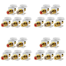 20-Pack RCA Jack Insert Connector Socket Vrouwelijke Snap in Adapter Poort Vergulde Inline Koppeling voor Muurplaat