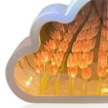 Luz Noturna de Tulipa em Nuvem Feita À Mão, Material Faça Você Mesmo, Flor, Decoração para Casa, Espelho, Lâmpada de Atmosfera, Presente de