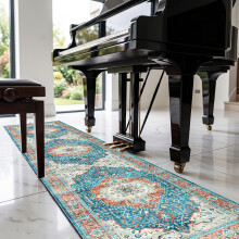 (60 x 220 cm (2ft x 7ft 7")- Runner Rugs, Blue Traditional) Extra Large Traditional Rugs Modern Carpet Doormat