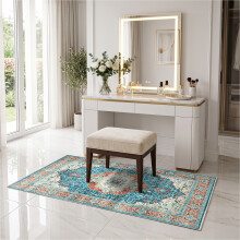 (60 x 110 cm (2 ft x 3 ft 7 in)- Large Door Mat/Bath Mat, Blue Traditional) Extra Large Traditional Rugs Modern Carpet Doormat
