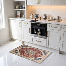 (40 x 60 cm (1 ft 3 in x 1 ft 9 in)- Small Door Mat/Bath Mat, Red Floral) Extra Large Traditional Rugs Modern Carpet Doormat