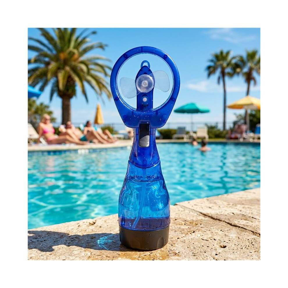 2 Pack Deluxe Handheld Battery Powered Water Misting Fan of Cold Water ...