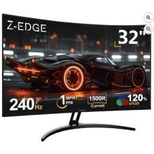 Z-Edge 32 Inch Curved Gaming Monitor 240Hz 1ms MPRT Full HD 16:9 Curved Screen Frameless LED Monitor, Ultra-Thin Bezel, FreeSync, DisplayPort & HDMI,