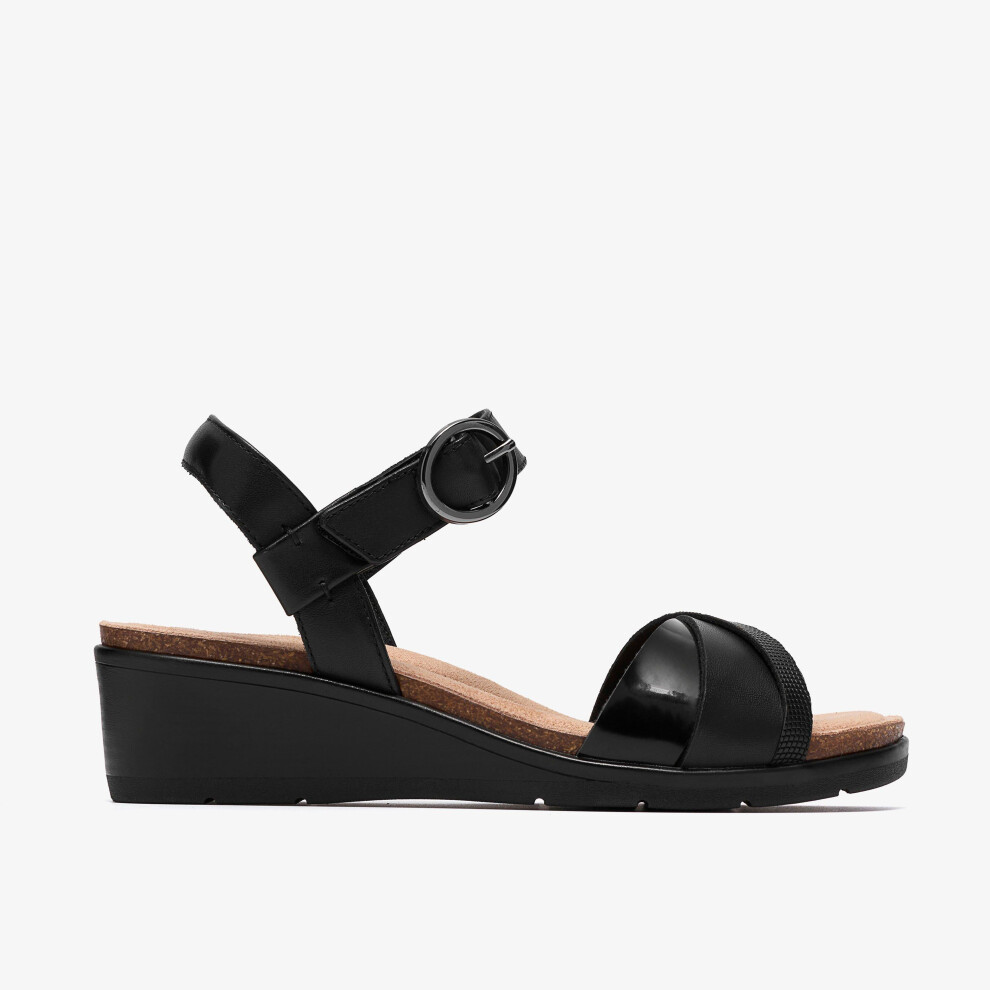 Clarks (Standard, 5 (Adults')) Kacha Twist Black Leather