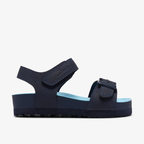Clarks (Wide, 4 (Children's)) Bali Free T Navy
