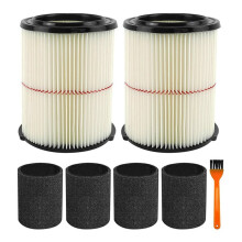 2 Pack 38754 Replacement Filters Fit for CMXZVBE38754 Fit 5-20 Gallon Shop Vacuum with 4 Pack Foam Sleeves