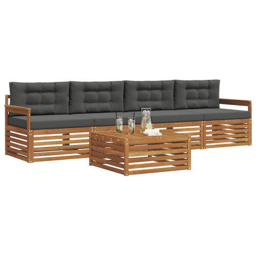 VidaXL vidaXL Outdoor-Sofagarnitur 5 stk. Natur und Anthrazit 2