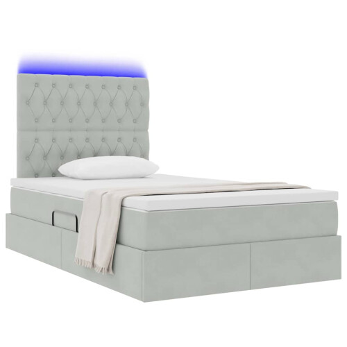 VidaXL vidaXL LED-Speicherbett mit Matratze Hellgrau 120 x 200 cm Samt 2