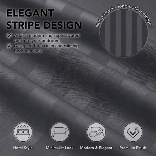 Reversible Duvet Covers 3 Piece Stripe Bedding Set With Fitted Sheet & Pillowcase 2