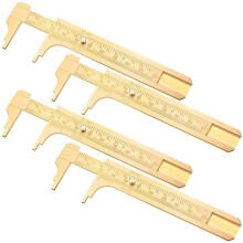 4 Calibradores Vernier de Bolsillo, Escala Dual, Deslizable, Regla de Bolsillo Metálica para Medir Joyas.