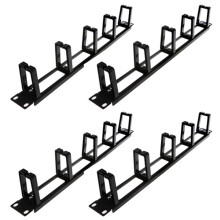 4X 19 Zoll 1U Rack Schränke Kabel Management Netzwerk Organisator Hohle Metall Basis FüNf Ringe Abnehmbarer Draht Manager Rahmen