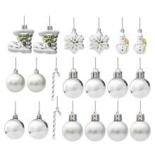 Silver Christmas Tree Decorations, Set of 20 Atmospheric Reusable Silver Ornaments for Christmas, E