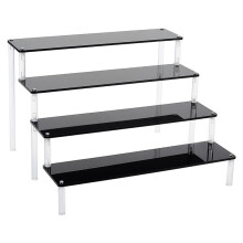 4 Tier Black Acrylic Display Riser, Transparent Acrylic Stand Cupcake Holder Riser Stand Showing Display Organizer