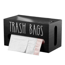 Trash Bag Dispenser, Wooden Garbage Bag Holder, Fits Most Standard Sizes, Wall Mount or Countertop, Kitchen Storage