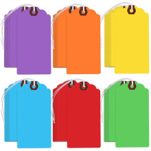 300 Stuks Gekleurde Hanglabels met Elastische Koorden Lege Papier Beschrijfbare Cadeaulabels Verzendlabels Prijskaartjes voor Alle Gelegenheden